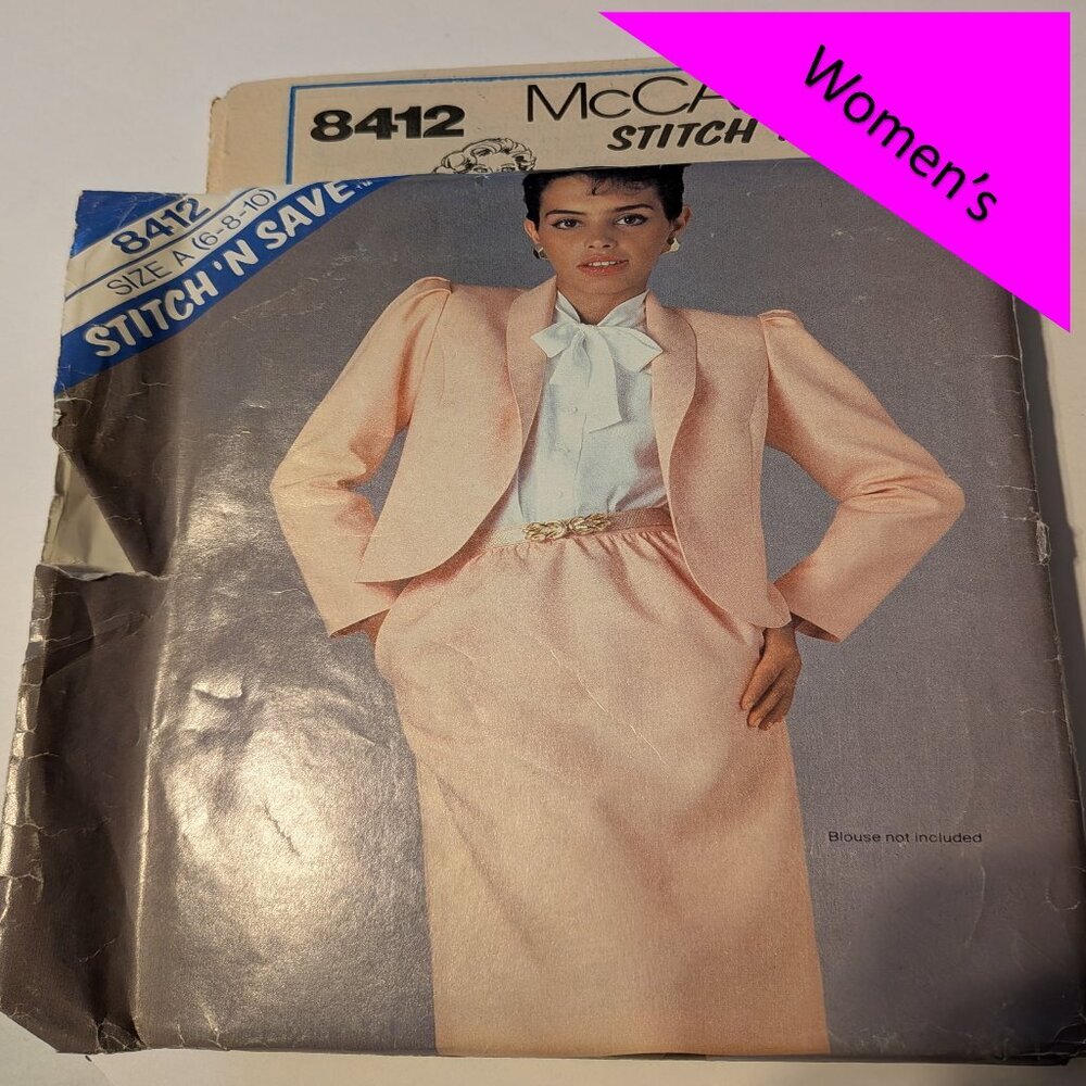 McCall's 8412 Jacket & Skirt sewing pattern UNCUT 6-10